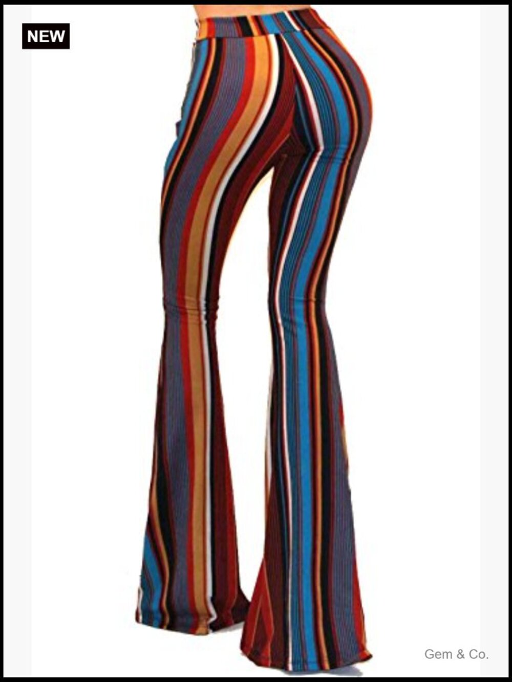 Boho Bell Bottom Flare Pants High Rise Stretchy Palazzo - Picture 4 of 4